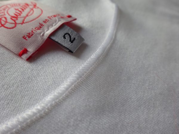 Tee-shirt manches longues blanc col rond